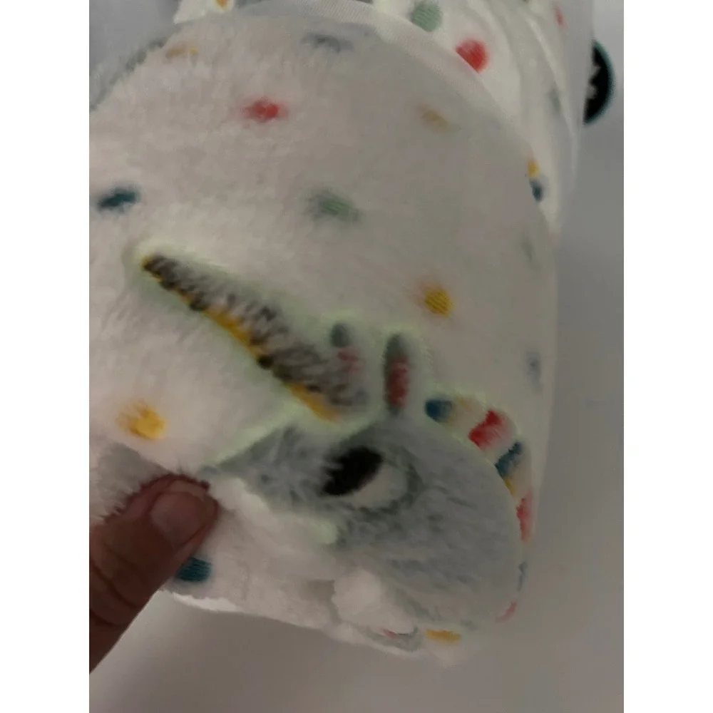 Glow in the Dark unicorn Plush Throw Blanket White Polka Dot Soft Fleece Kids